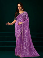 Joban Fashion Lavender Net Party Wear Sarees - Distacart