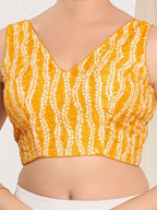 Joban Fashion Yellow Viscose Rayon Padded Blouse With V Neck Sleeveless - Distacart