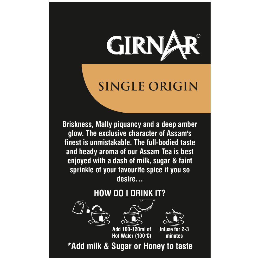 Girnar Single Origin Black Tea Bags - Assam Tea - Distacart