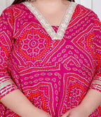 Miravan Plus Size Women'S Bandhani Ethnic Anarkali Kurta And Dupatta - Distacart