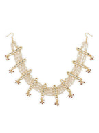 White Gold-Plated Kundan-Studded Beaded Matha Patti - Ruby Raang - Distacart