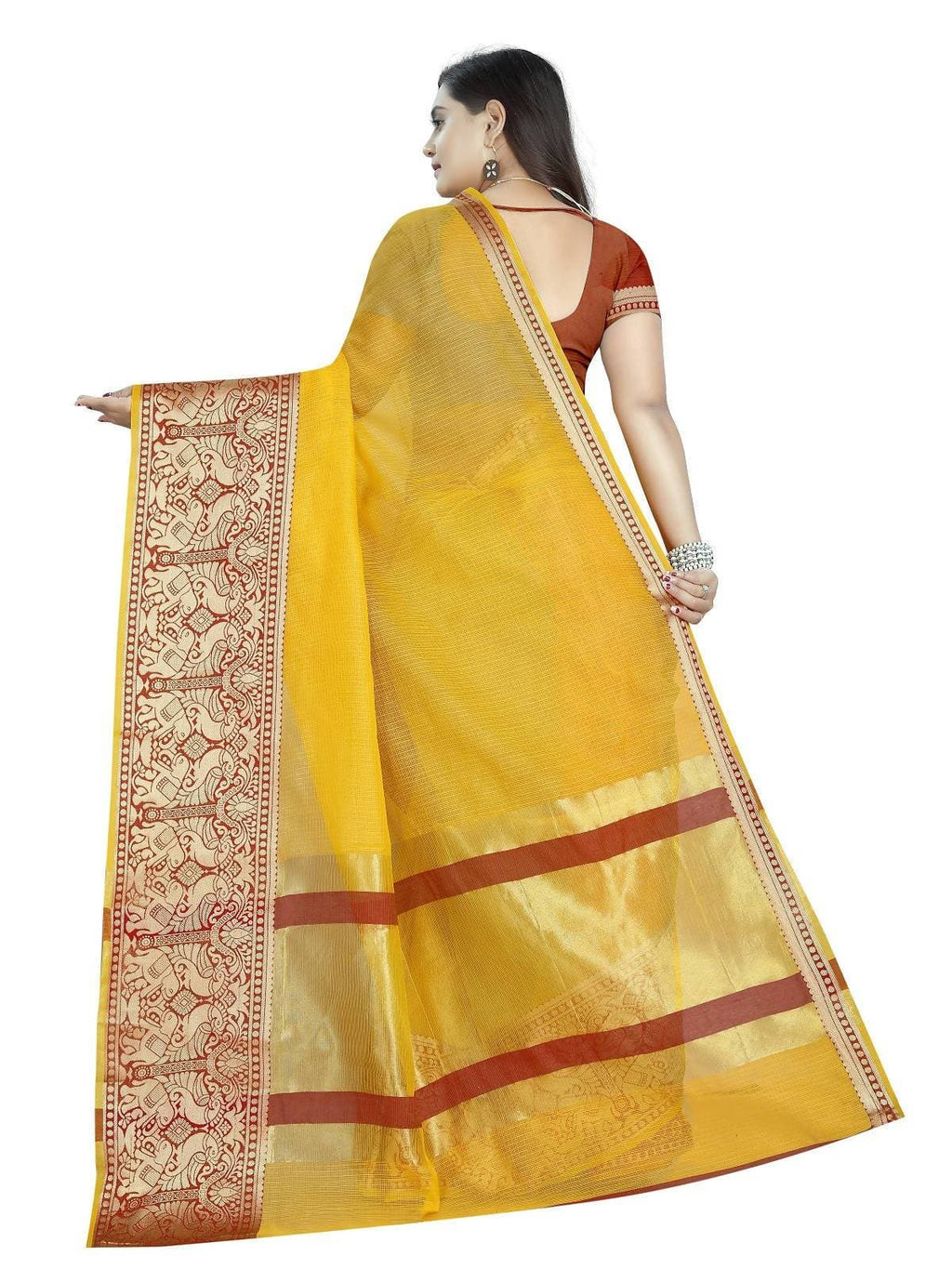 Vamika Banarasi Jaquard Yellow Weaving Saree