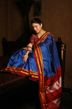 Very Much Indian Handloom Cotton Viscose Ilkal Saree - Royal Blue - Distacart