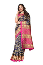 Vamika navy Printed Art Silk Saree