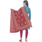 A R SILK Mehroon Color Chanderi gold print Chanderi cotton Dupattas and Chunnis