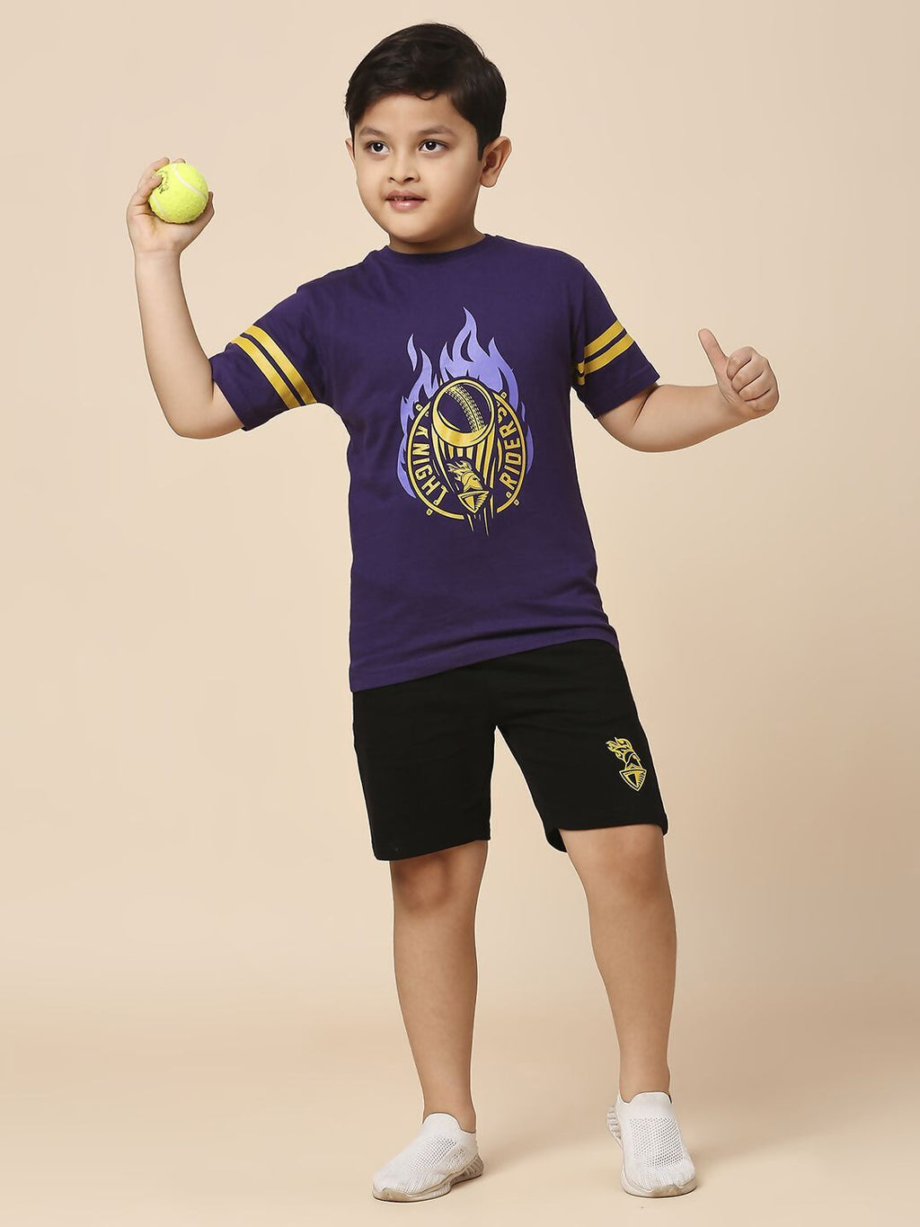 Fancode Kids Kolkata Knight Riders Graphic Printed Round Neck Cotton IPL T-Shirts