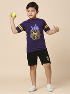 Fancode Kids Kolkata Knight Riders Graphic Printed Round Neck Cotton IPL T-Shirts