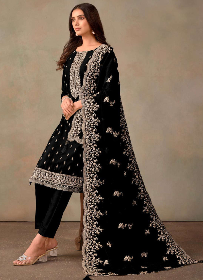 Vegaa Fashion Black Organza Embroidery Work Designer Salwar Suit - Distacart
