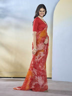 Maroon Georgette Designer Printed Ready to Wear Saree - Samyana