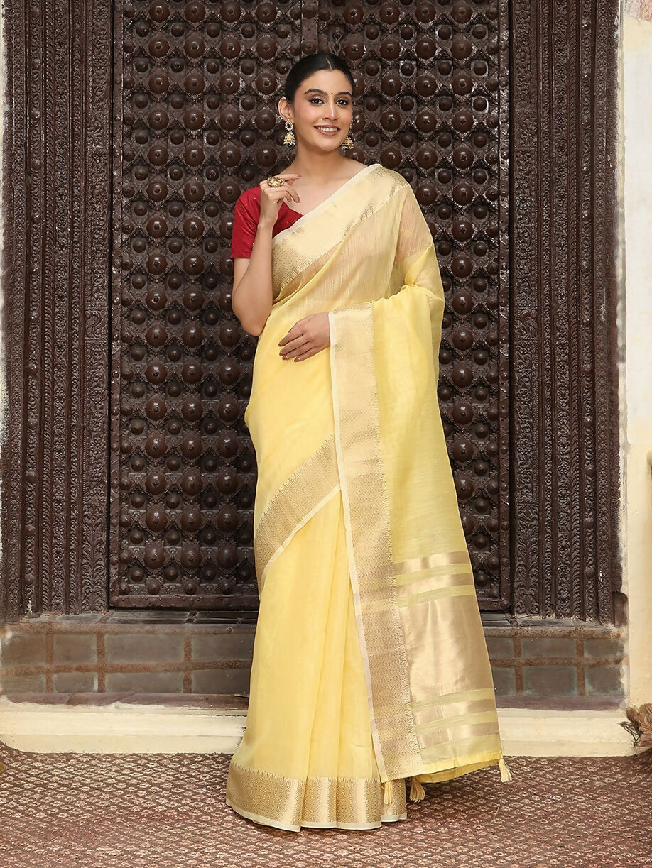 Shree Shyam Fashion Yellow Cotton Saree - Distacart