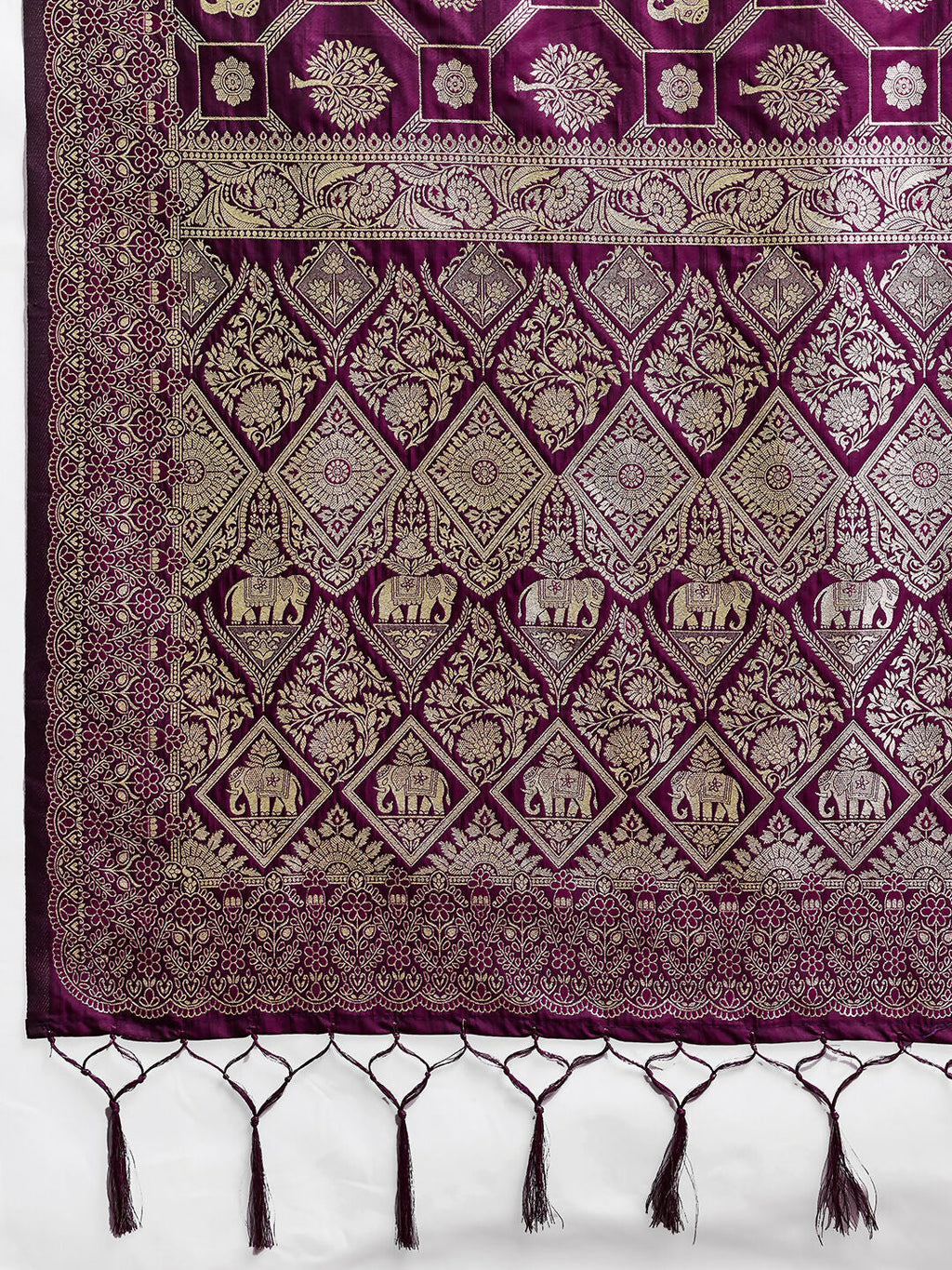 Shree Shyam Fashion Wine Silk Blend Saree - Distacart