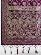 Shree Shyam Fashion Wine Silk Blend Saree - Distacart