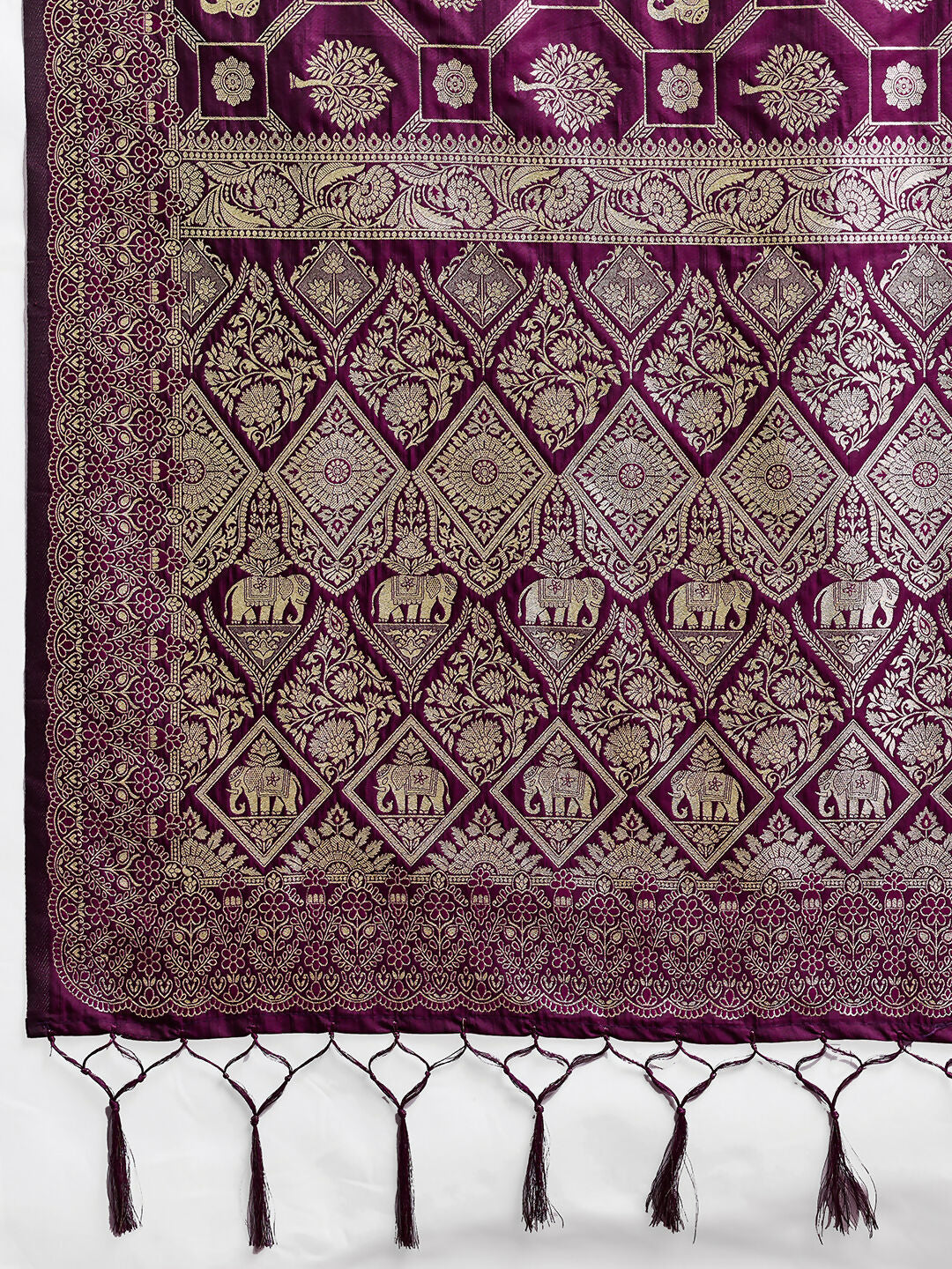 Shree Shyam Fashion Wine Silk Blend Saree - Distacart