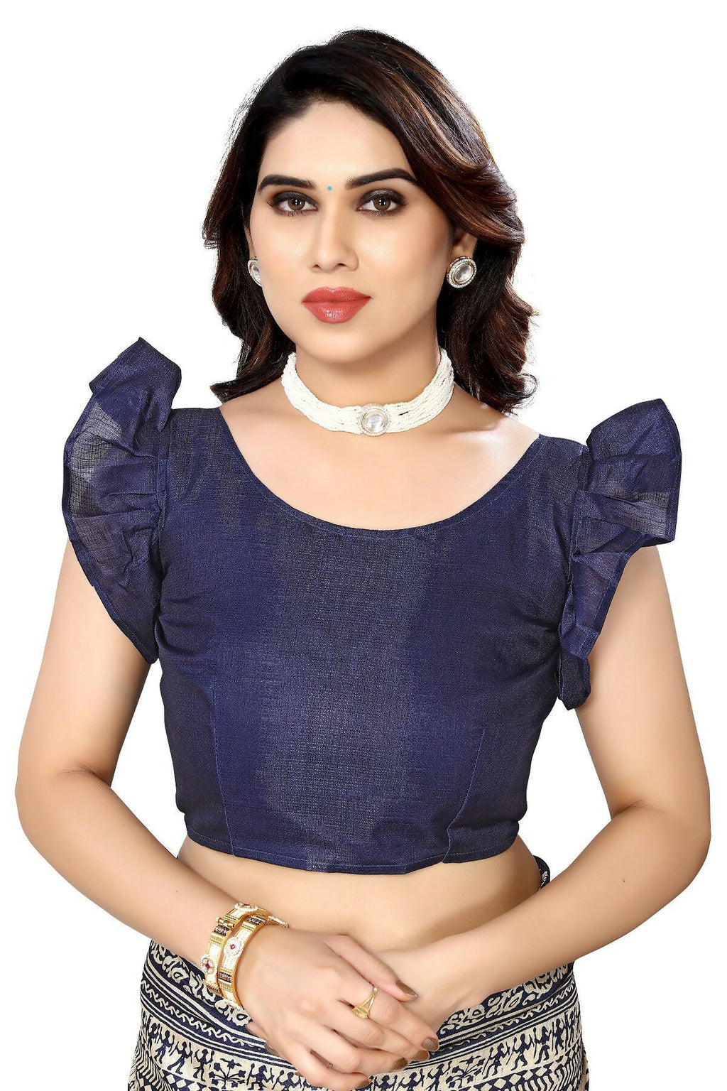 Vamika navy Printed Art Silk Saree