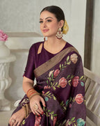 Purple Rangkat Tussar Silk Woven Design Saree with Unstitched Blouse - Mohmanthan Eshani