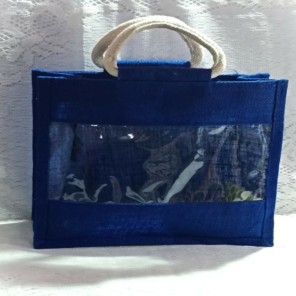 Jute Blue Transpaent Bags Simple, Casual & Very Handy