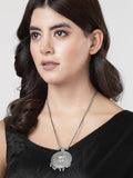NVR Women's Elegant Silver Oxidised Brass Necklace