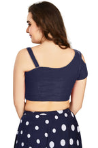 Aastha Fashion Women's Women's Navy Blue Velvet Solid Readymade Blouse