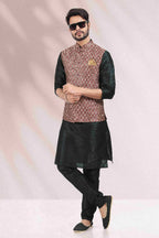 Raivat Ethnic Jacquard Banarasi Silk Woven Work 3 Pics Jacket Set In Maroon Colour - Distacart