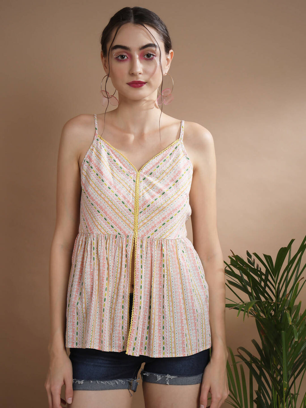 Myshka Women's Multi Printed Sweetheart Neck Top