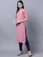 Myshka Women Pink Solid Straight Kurta - Distacart