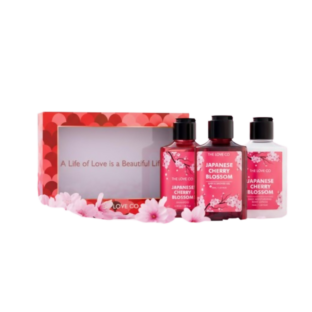 The Love Co. Japanese Cherry Blossom Bath And Body Care Gift Set Box Kit