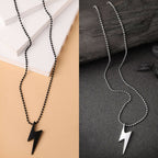 NVR Men's Set of 2 Black & Silver Flash Pendent With Chain