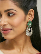 Nuyug 22K Gold-Plated Zircon Studded & Pearl Teardrop Shaped Dangler Earrings - Distacart