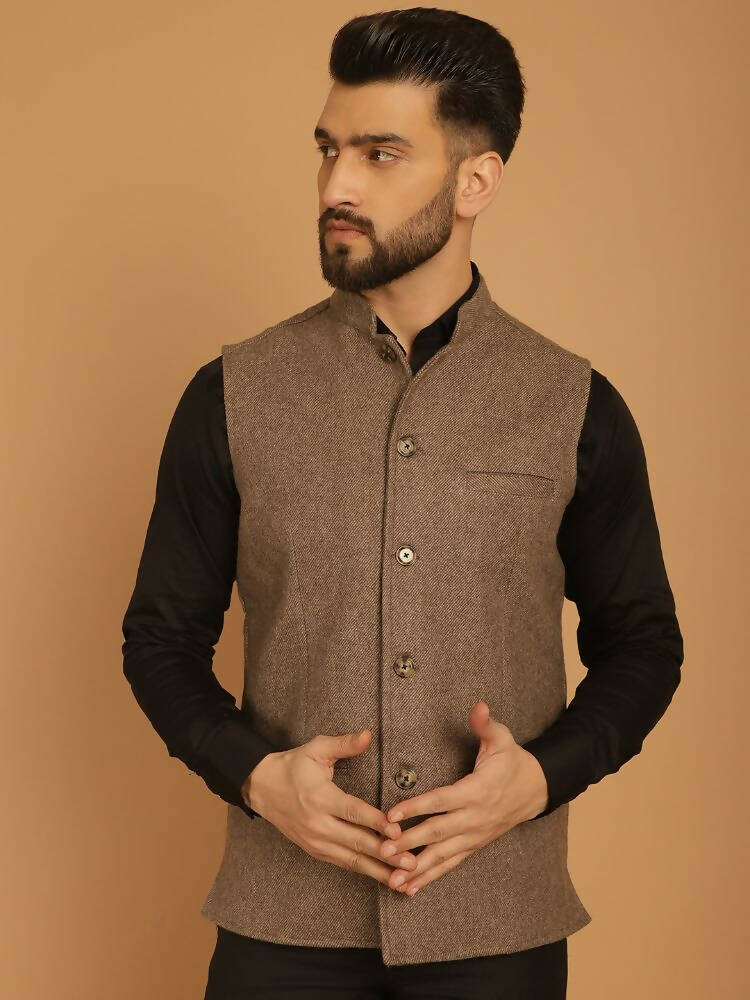 Even Apparels Pure Wool Nehru Jacket - Beige