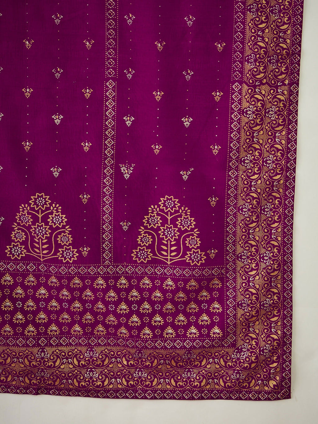 The52 Wine Women's Gorgeous Embroidered Work Vichitra Silk Fabric Flared Kurta Pant and Dupatta Set - Distacart