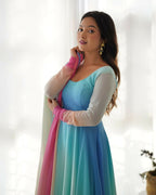 Joban Fashion Sky Kurta Set Georgette Sequence Embroidery Work - Distacart