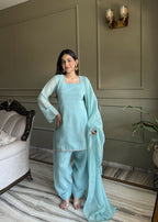 Lehenga Mart Designer Salwar Suit With Kurta, Dhoti Dupatta For Women-Skyblue - Distacart
