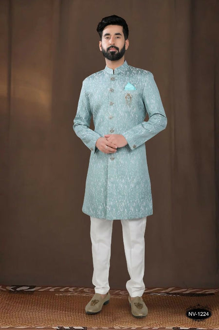 Joban Fashion Men's Green Woven Jacquard Kurta with Pyjama