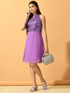 Myshka Women's Lavender Empire Party Dress - Distacart