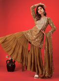 Prazu Fashion Beige Georgette Embroidered Sharara Suit - Distacart