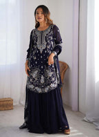 Prazu Fashion Blue Georgette Sequence Sharara Suit - Distacart