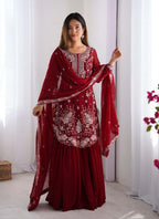 Prazu Fashion Blue Georgette Sequence Sharara Suit - Distacart