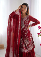 Prazu Fashion Blue Georgette Sequence Sharara Suit - Distacart