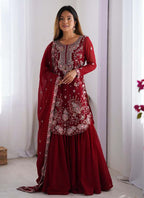 Prazu Fashion Blue Georgette Sequence Sharara Suit - Distacart