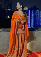 Prazu Fashion Orange Georgette Sequence Palazzo Suit
