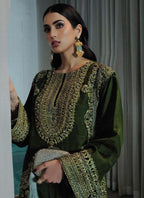 Prazu Fashion Mahendi Chinon Silk Embroidered Palazzo Suit