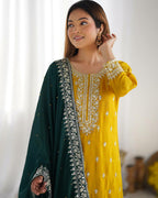 Prazu Fashion Violet Chinon Silk Embroidered Sharara Suit - Distacart