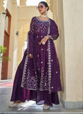 Prazu Fashion Violet Chinon Silk Embroidered Nayra Cut Sharara Suit - Distacart