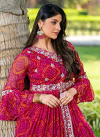 Prazu Fashion Pink Bandhej Embroidered Top With Lehenga - Distacart