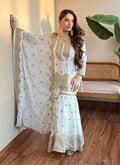 Prazu Fashion Off White Chinon Silk Embroidered Sharara Suit - Distacart