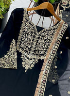 Prazu Fashion Black Georgette Embroidered Sharara Suit - Distacart