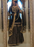 Prazu Fashion Black Georgette Embroidered Sharara Suit - Distacart
