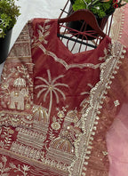Prazu Fashion Gajri Organza Embroidered Palazzo Suit
