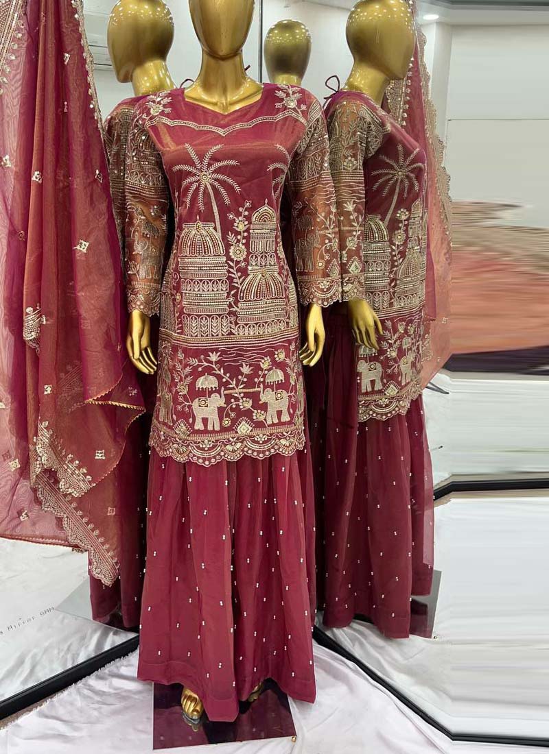Prazu Fashion Gajri Organza Embroidered Palazzo Suit