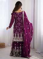Prazu Fashion Purple Georgette Sequence Palazzo Suit